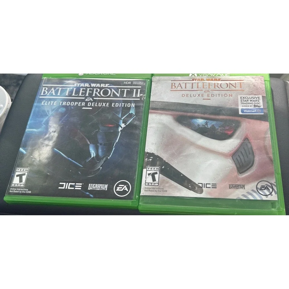 Star Wars Battlefront 1 & 2 Deluxe Xbox One Lot CIB w/ Walmart Trading Disc